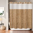 thumbnail image 2 of No Hook Shower Curtain, Abstract Polka Dot Shower Curtains for Bathroom with See Through Top Window, Geometric Dotted Stripes Farmhouse Brown Waterproof & Washable Bath Curtain 66"x72", 2 of 9