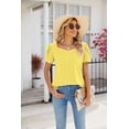 thumbnail image 6 of Summer New Style Square Neck Stitching Solid Color Short-sleeved Casual T-shirt Women's Tops, 6 of 10