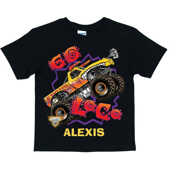 Personalized Monster Jam Go Loco Toddler Boys' TShirt, Black