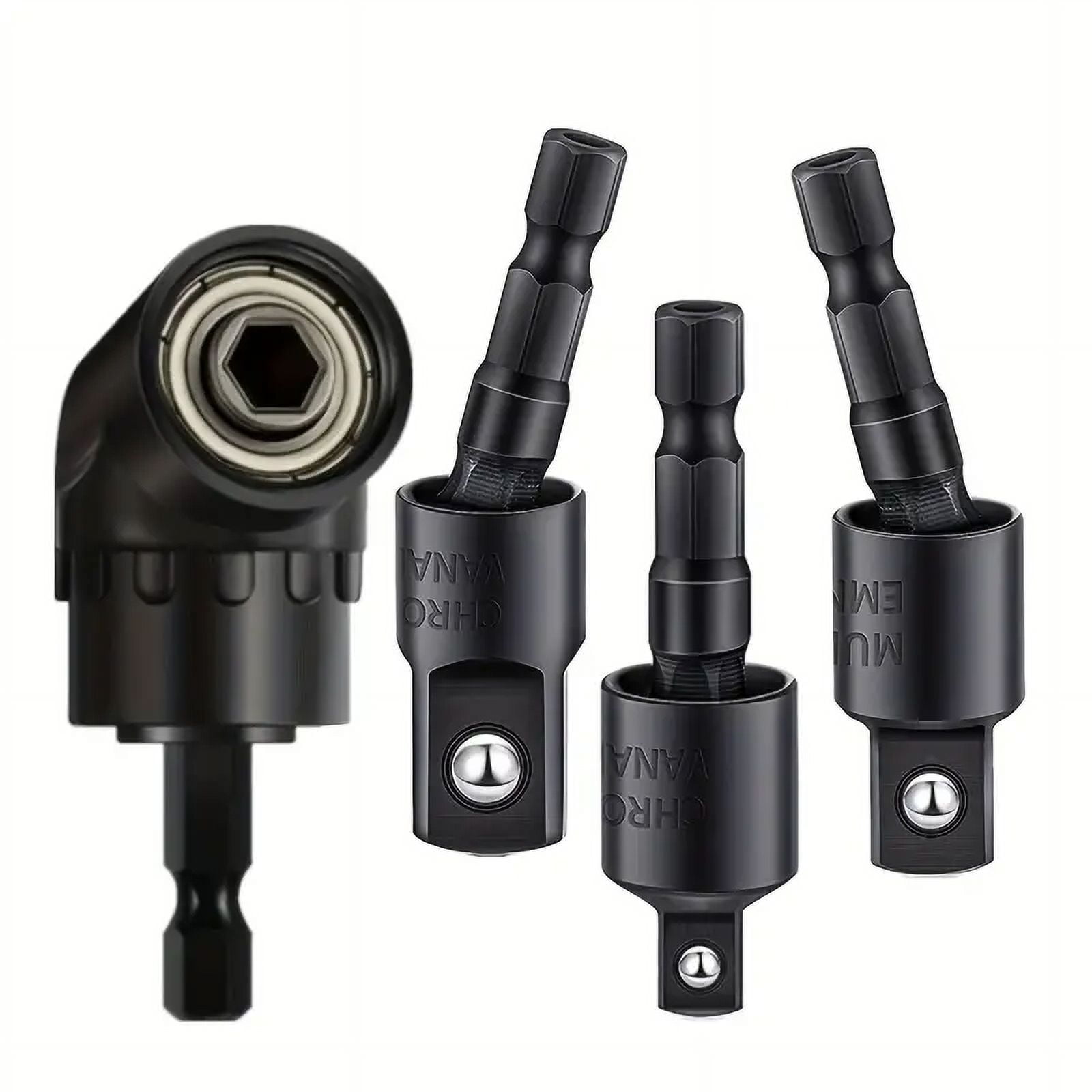 4pcs Power Drill Sockets Adapter Set Wtih 360 Rotatable Hex Shank Impact Driver Socket Adapters 1 4 3 8 1 2
