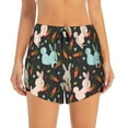 thumbnail image 3 of Uemuo Rabbit Is Eating Carrots Pattern Women's Athletic Shorts High Waisted Running Shorts with Liner Pockets Gym Elastic Workout Shorts-, 3 of 9