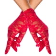 thumbnail image 1 of Gants en Dentelle Mitaines Protection Solaire Extérieure Femmes Filles Vêtements de Conduite Moto Creux Doigts Complets Courts Protection Solaire Rouge, 1 of 9