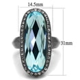 thumbnail image 2 of Luxe Jewelry Designs Women's Light Black Ion Plated Stainless Steel Ring with Sea Blue Crystal, Size, 2 of 4
