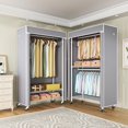 thumbnail image 6 of White Rack With Grey Cover Metal Garment Hanging Clothes Storage Rack, 6 of 7