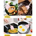 thumbnail image 4 of Bundlepro Pack of 2 Silicone Spatulas Turners, Non Stick Slotted and Solid Kitchen Utensils,Pink, 4 of 6
