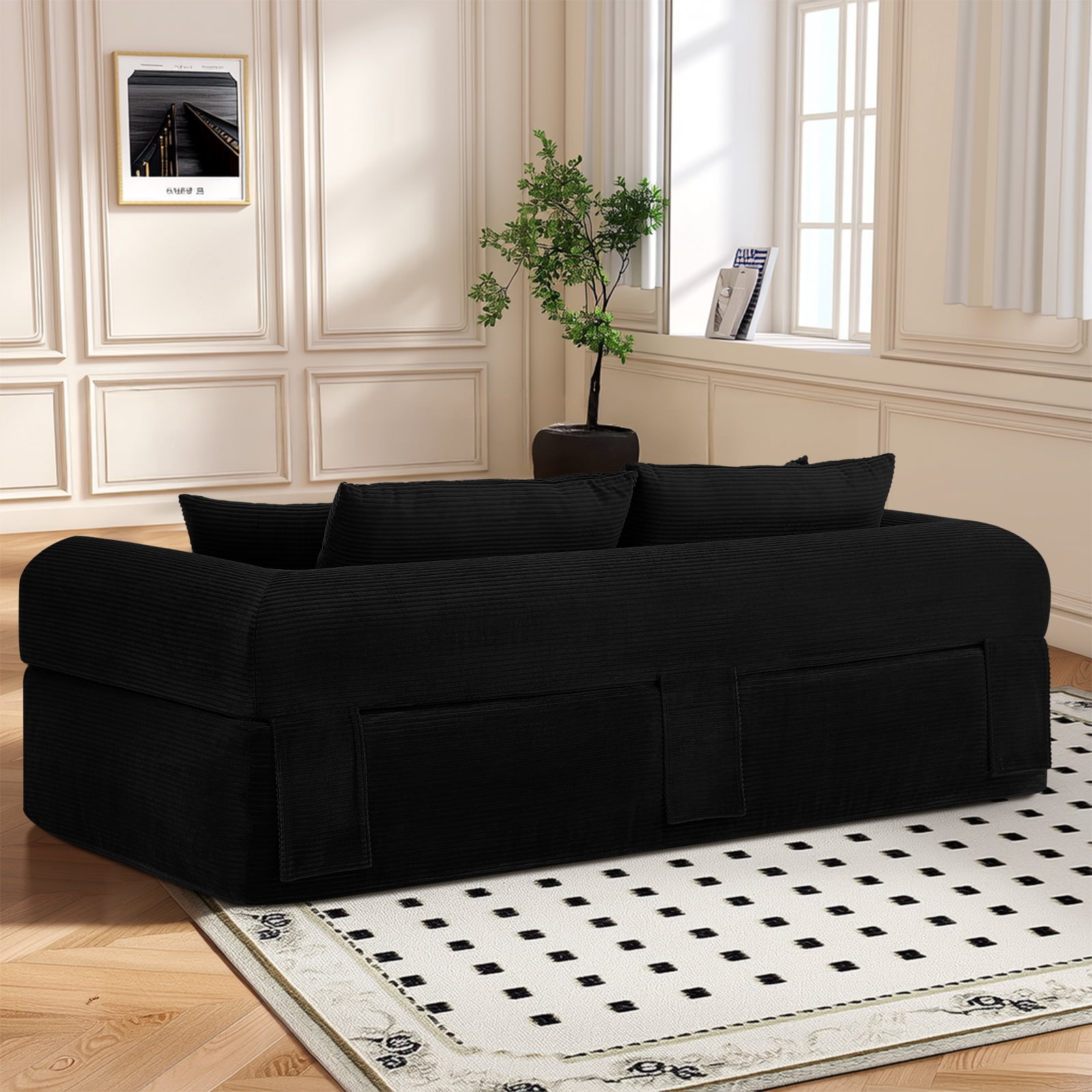 83" Modern Corduroy Loveseat Sofa,2-Seater Cloud Couch with Memory Foam and Spring Seat With Four Pillows,Deep Seat Sofa with Wide Armrests,No Assembly Couch in a Box for Bedroom,Living Room