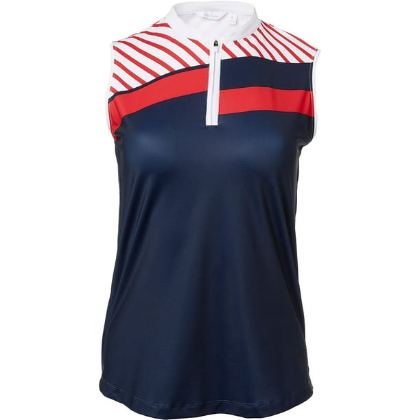 Lady Hagen Women's USA Stripe Blocked Sleeveless Golf Polo Walmart