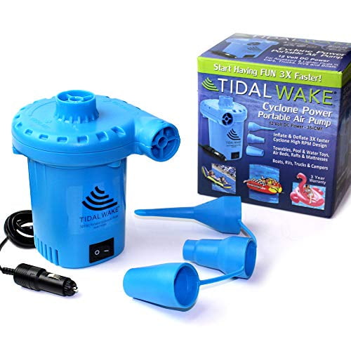 Tidal Wake Pompe à Air 12V CC pour Gonflables, Gonfle et Dégonfle 3 Fois Plus Vite sur les Remorques de Bateau, les Jouets de Piscine et d'Eau, les Lits d'Air, les Radeaux, 1000 Litres d'Air par Minute!
