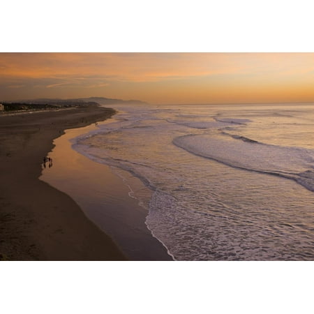 View of sea and beach at sunset, Ocean Beach, Pacific Ocean coast of San Francisco, California Print Wall Art By Bob
