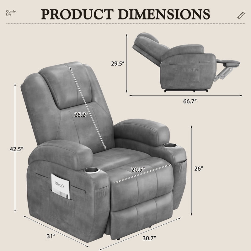 Homall Lift Recliner Comfy Chair Power Massage Electric Recliner Chairs for Adults,Gray