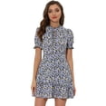 thumbnail image 1 of INSPIRE CHIC Women's Ruffle Floral Bow Tie Chiffon Puff Short Sleeve Summer Dress, 1 of 6