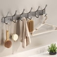 thumbnail image 5 of Over Door Hooks, No Drill Space Saving Hanger, 6 Prong Metal Hook Rack Organizer, Behind Door Storage for Bedroom and Bathroom Clothes, Towels, Coats, 5 of 6