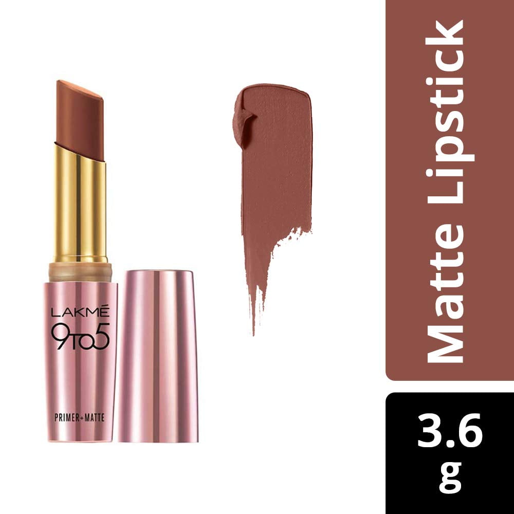 Lakme Lakme 9 to 5 Primer Matte Lip Color, Choco Break MB12, 3.6g