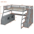 thumbnail image 2 of Harper & Bright Designs Full Size Loft Bed with Desk and Storage Stairs, Wood Loft Bed Full with 7 Drawers & Shelve, High Loft Bed with Desk for Boys Girls, Gray, 2 of 15