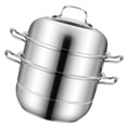 thumbnail image 3 of OULII 1Set Multi Layer Stainless Steel Steamer Pot for Home Cooking with Folding Storage, 3 of 8