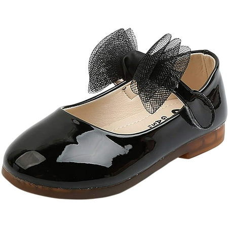

QWZNDZGR Mary Jane Bow Heart Rhinestone Buckle Ballerina Flat Mary Jane Flats First Walker Crib Shoe 3-18 Months Ballet Slippers