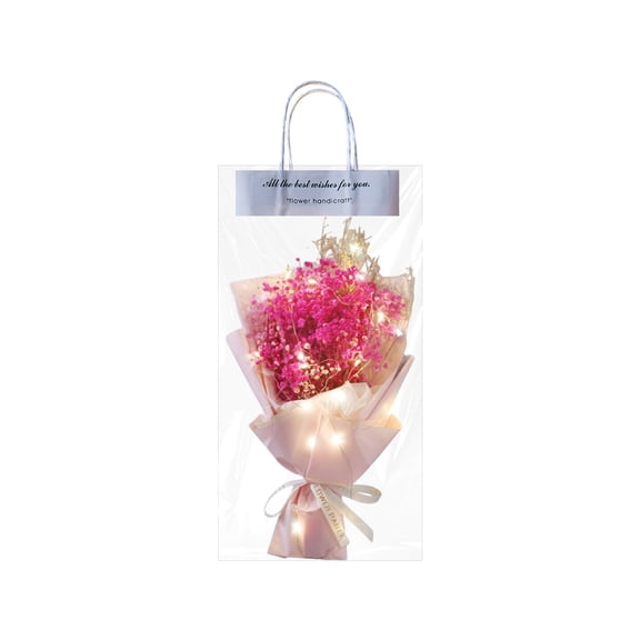 chaungfeng Preserved Flowers Bouquet, Eternal Flowers, Dry Flower Bouquets with LED Light String and Gift Bag Gifts for Women, Birthday Gifts for Mom Friends Her, Valentine (Pink)