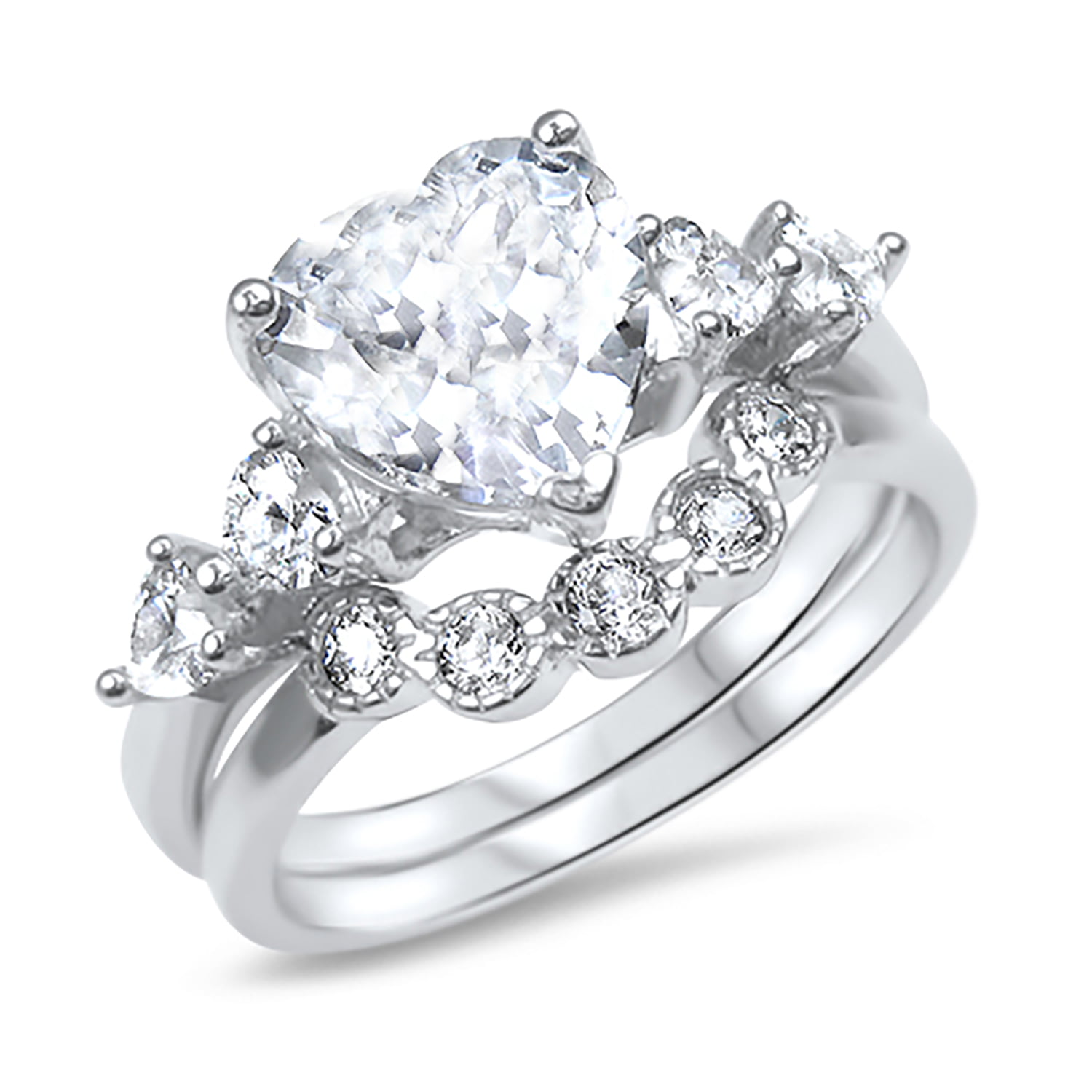 1.37 CTW HEART SHAPE DIAMOND WEDDING RING SET F VS2 (Includes a Matching  Wedding Ring)