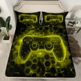 thumbnail image 2 of Manfei Boys Gaming Gamer Full Size Sheets 4-Piece, Gradient Game Console Bed Sheets, Gold Black Honeycomb Sheet Sets, Ultra Soft Home Decor, 2 of 6