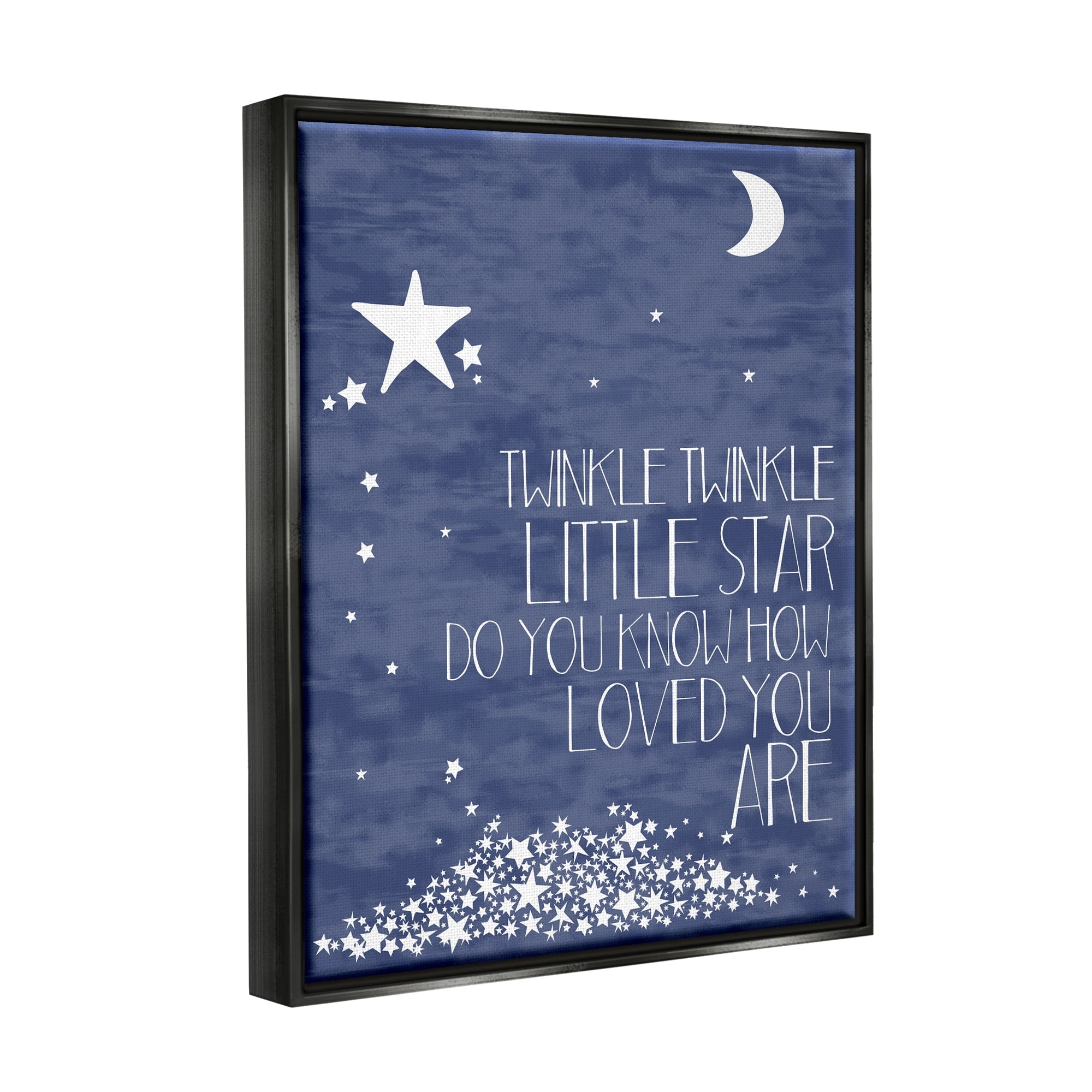 Stupell Industries Navy Textural Twinkle Little Star Typography Jet Black Framed Floating Canvas Wall Art, 24x30, by Finny and Zook