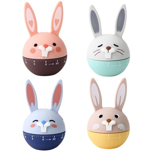 Green Kitchen Timer 60 Minutes Mechanical Cooking Timer Cute Rabbit Shape Countdown Alarm Clock Baking Grill Time Management Tool 