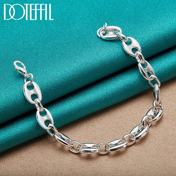 CJie-pulsera de cadena clásica Simple de oro de 18K para mujer y hombre, de Plata de Ley 925, joyería de moda para fiesta de compromiso y boda
