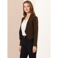 thumbnail image 4 of Chaqueta Corta Casual De Negocios Allegra K Sin Cuello Para Mujer Café, 4 of 6
