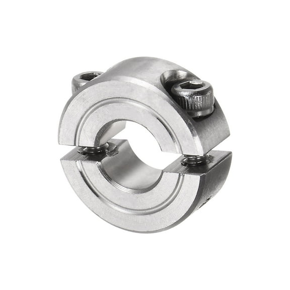 Uxcell Double Split Clamp-On Shaft Collar 3/8" Bore Two-Piece Clamping Collar, 7/8" OD, 11/32" Width, Stainless Steel