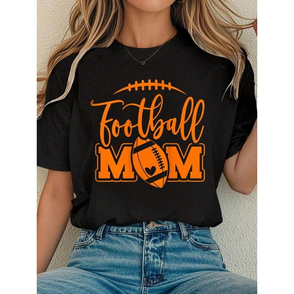 Womens Game Day Black And Orange High School Football Football Mom Tank Top Tee Shirts Women