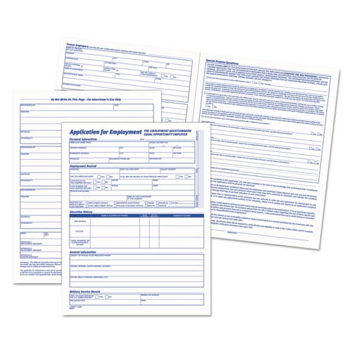 Comprehensive Employee Application Form, 8.5 X 11, 1/page, 25 Forms |  Bundle of 10 Packs - Walmart.com