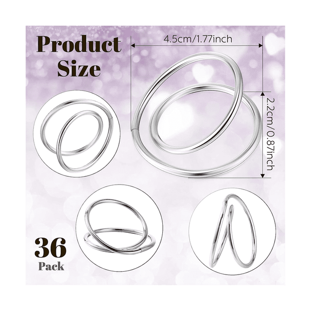 36Pcs Metal Spiral Napkin Ring Buckles Simple Napkin Rings for Weddings Reception Buffet Table Decor Silver
