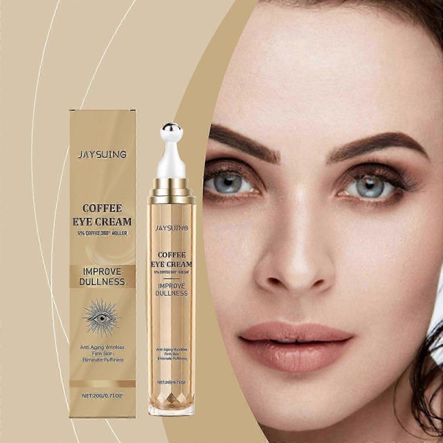 Caffeine Eye Serum, Hyaluronic Acid Under Eye Cream for Dark Circles and Puffiness, Anti Aging with 360 Massage Ball Reduce Bags, Wrinkles and Fine Li