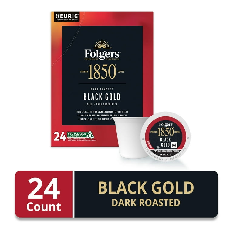 1850 Black Gold, Dark Roast Coffee, Keurig K Cup Pods, 24 Count