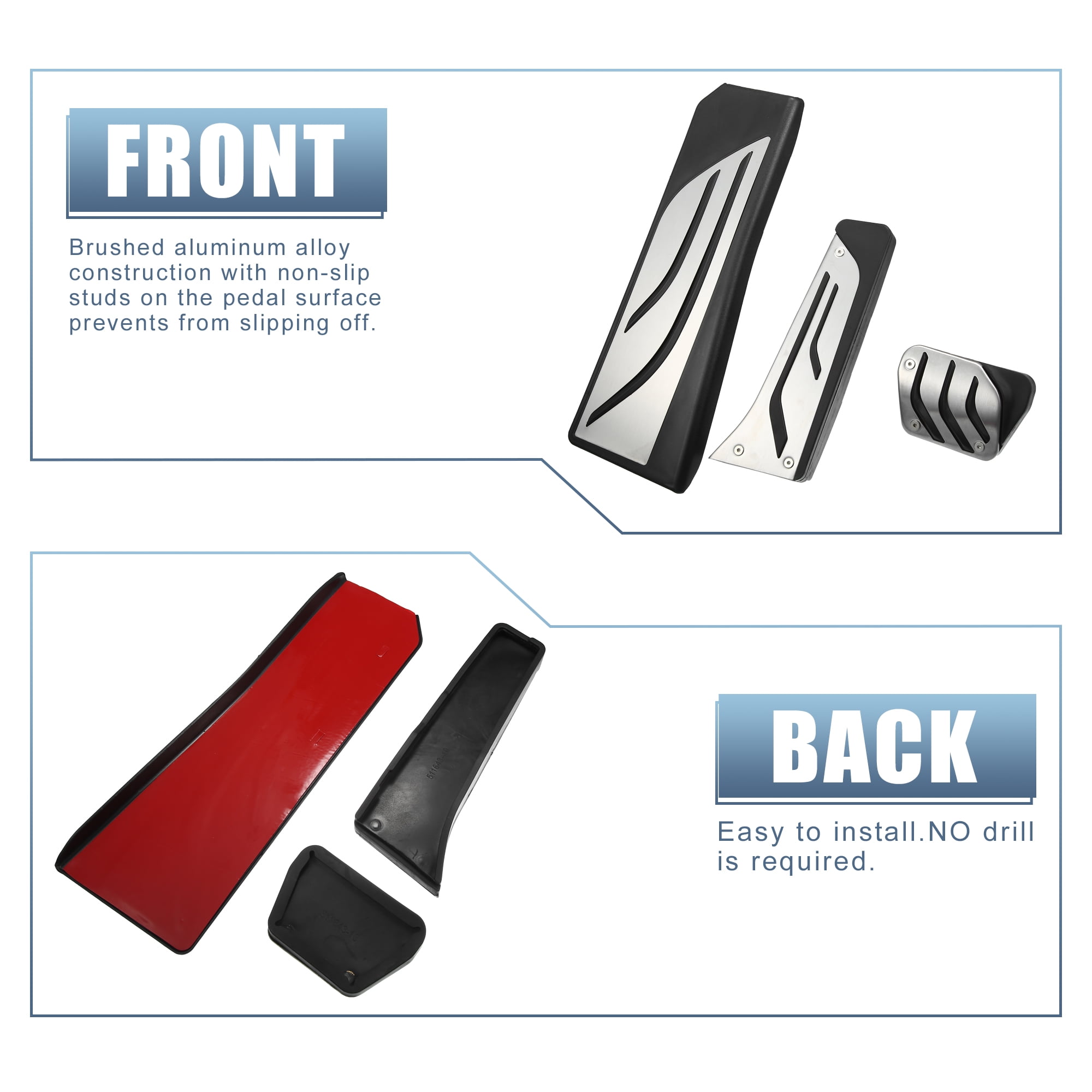 Unique Bargains 3 Pcs Accelerator Pedal and Brake Cover Set for BMW 1 2 3 4 Series