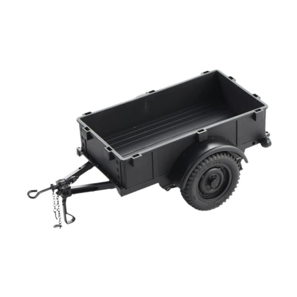 Remolque utilitario RC Crawler, profesional, desmontable, fácil de instalar, con accesorio de enganche para vehículos RC de escala 1/12 y 1/18. Un negro