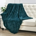 thumbnail image 2 of Home Soft Things Ashley Brushed Faux Fur Throw Blanket with Sherpa Back Soft Cozy Fluffy Fluzzy Lightweight Throw - Dark Teal - 50" x 60", 2 of 8