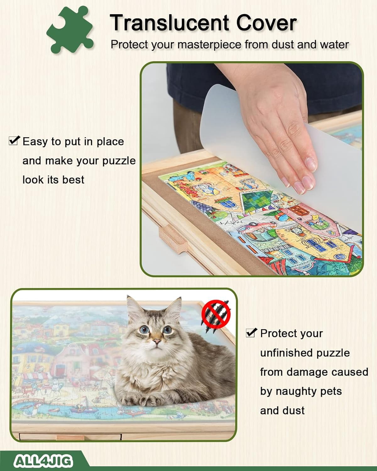 2000 Pieces Rotating Puzzle Board with 6 Drawers and Cover,28"x40"Portable Wooden Jigsaw Puzzle Table for Adults,Lazy Susan Spinning Puzzle Boards Birthday Gift for mom