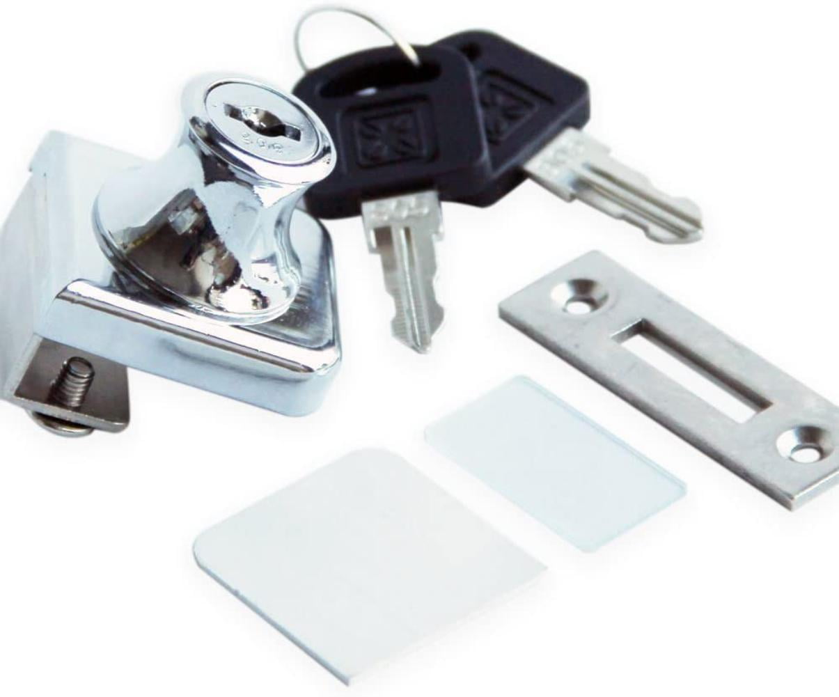 Curio Display Glass Door Lock With 2 Keys Steel Chrome Fits 1 4