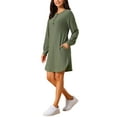 thumbnail image 4 of INSPIRE CHIC Women's Long Sleeve Comfortable Ribbed Dress Unique Wavy Texture Casual Wear t Shirt Dresses S Green, 4 of 6