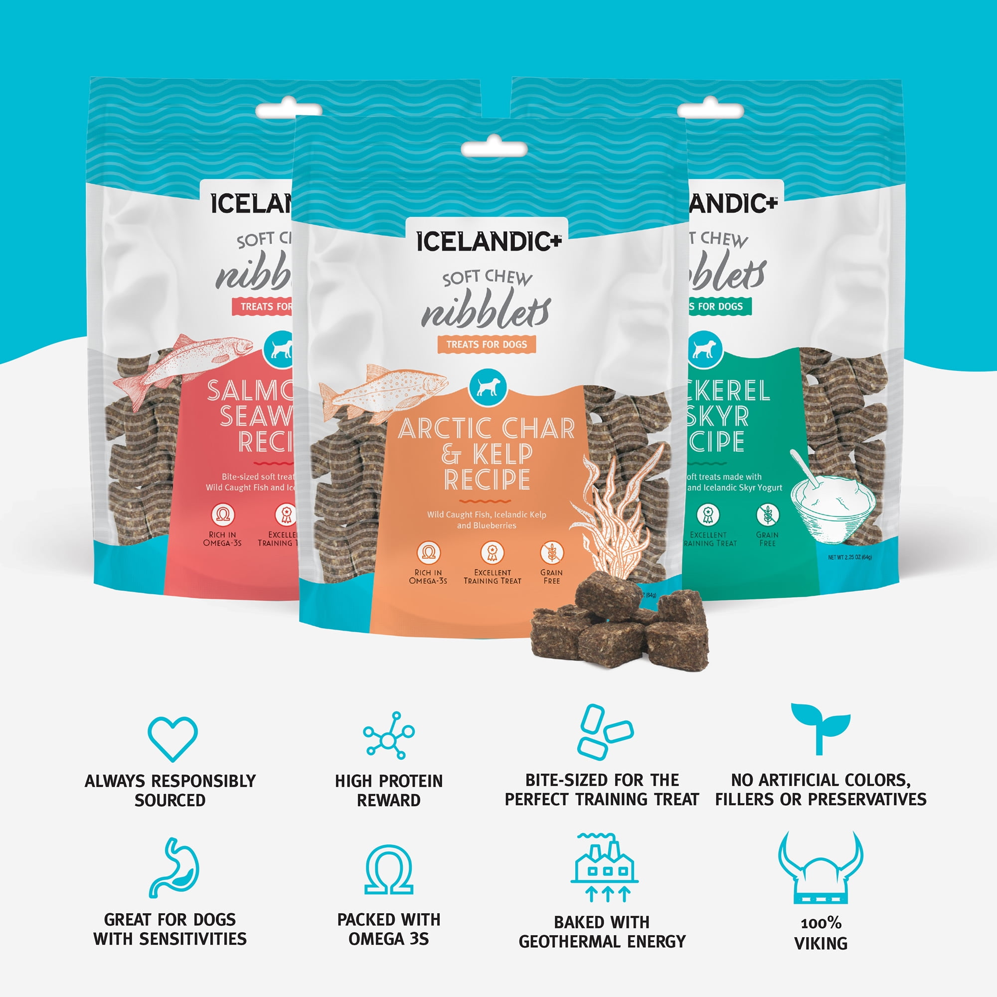 Icelandic+ Soft Chew Nibblets Mackerel & Skyr Dog Treat 2.25-oz Bag
