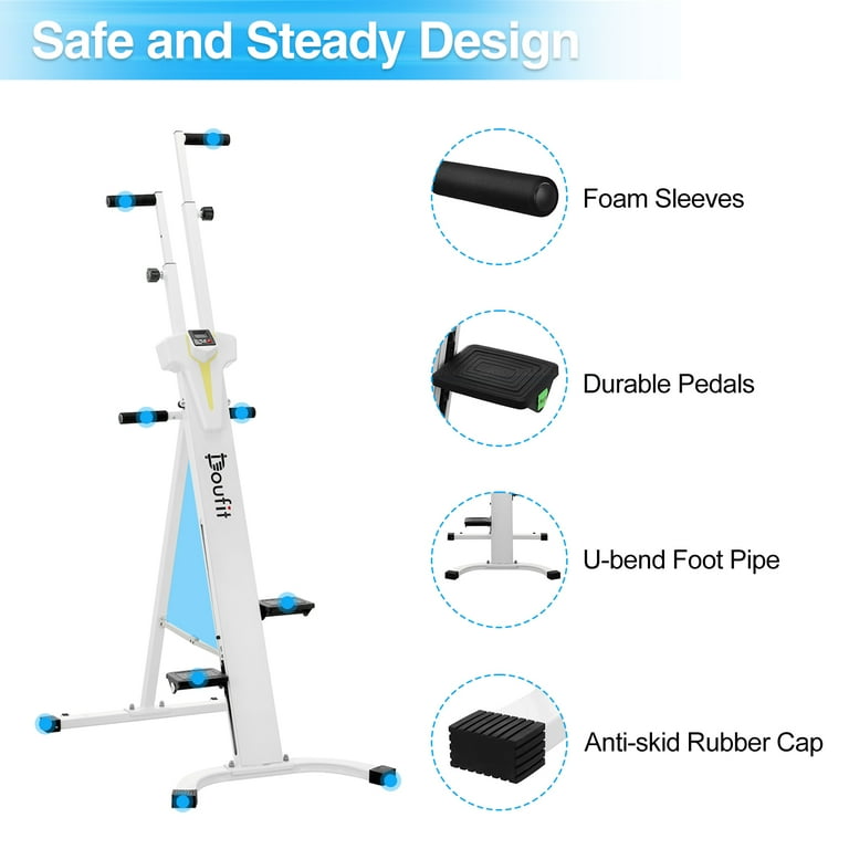 Vertical Climber Full Body Workout Climbing Stair Stepper with LCD Monitor for Home Gym Folding Exercise Machine Doufit CM 01
