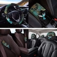 thumbnail image 4 of Yuyamidu Boho Car Seat Covers Full Set Hummingbird Steering Wheel Cover Green Safe Belt Pads Coasters Headrest Covers Keychain Car Center Console Cover, Set of 14, 4 of 7