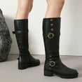 thumbnail image 6 of YLYL Women's Mid Calf Boots Round Toe Buckle Fashion Casual Dressy Fall Winter Low Heeled Boots, 6 of 9