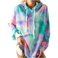 thumbnail image 2 of Tejiojio Womens Fall Clearance Plus Size Long Sleeve Tie-dye Sweatshirt Hooded Pullover Tops Shirt, 2 of 4