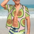 thumbnail image 7 of Pofeuu Cute Avocado Print Hawaiian Shirt for Men Sleeves Casual Button Down Summer Beach Dress Shirts T-Shirts,Small, 7 of 7