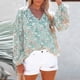 thumbnail image 1 of MHFRRA Camiseta de Manga Larga con Cuello En V y Estampado Floral para Mujer Verde, 1 of 5