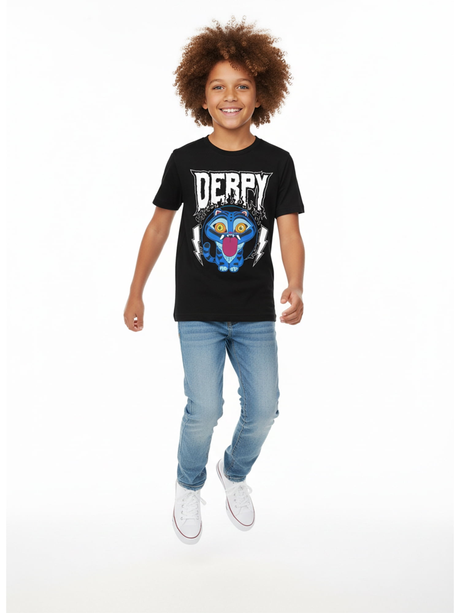 Kpop Demon Hunters Boys' Graphic Tee with Short Sleeves, Derpy Tiger, Sizes 4-18