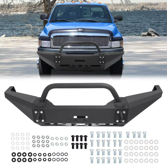 For Dodge Ram 1500 1994-2002 Black Steel Front Bumper Assembly W/ Bull Bar