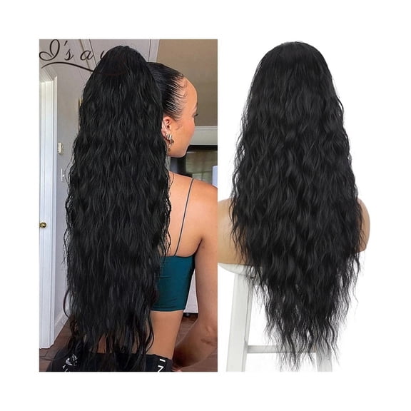 Water Wave Drawstring Ponytail Human Hair Ponytail Extension Brazilian Virgin Hair Clip in Hair Piece Wave Curly Ponytail Hair Extension for Women