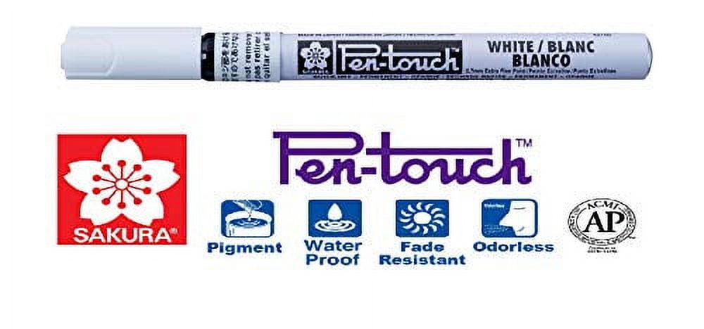 Sakura Pen-Touch Marker 0.7Mm Extra Fine White 4/Pack (61307-Pk4)